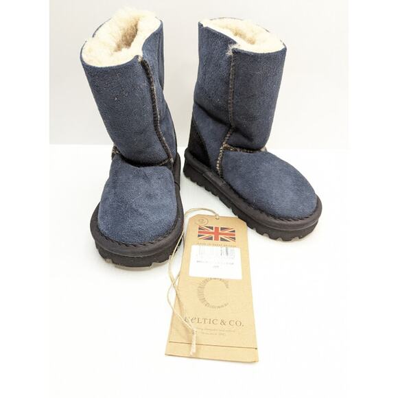 NWT Celtic and Co. Toddler sheepskin boots navy blue little kid 9 - 10 - Picture 2 of 10